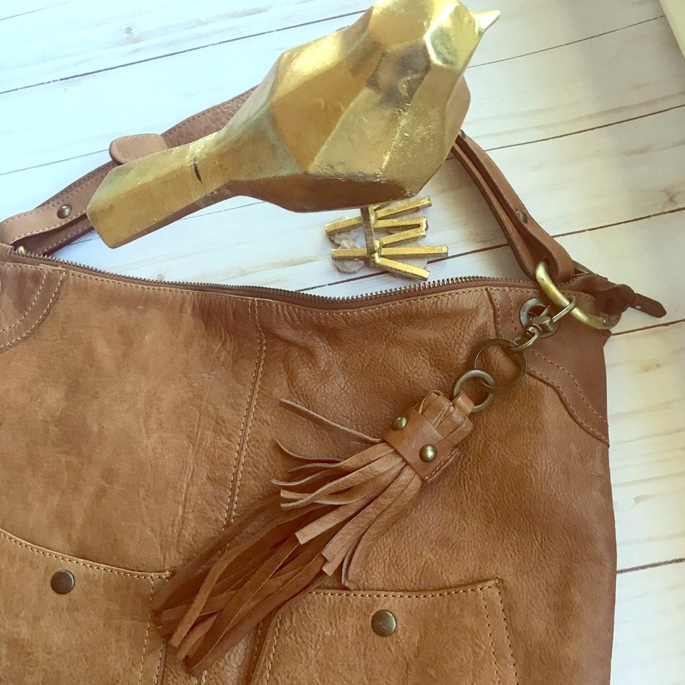 Cognac Italian leather bag